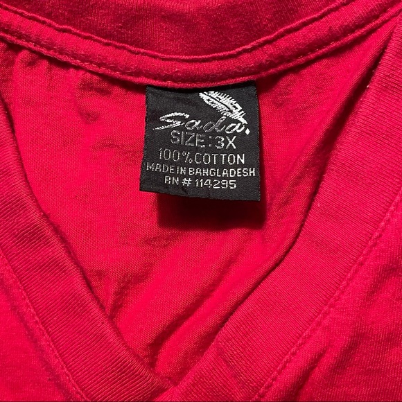SADA Men’s V Neck T-Shirt 3XL 100% Cotton Red - Picture 2 of 5